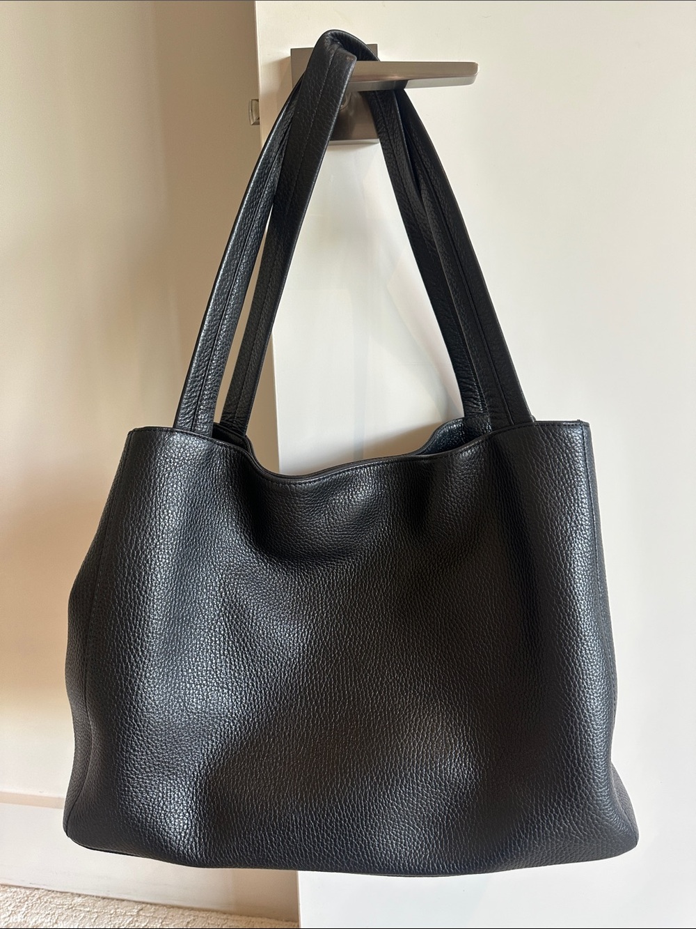 Valentino Black Pebbled Leather Tote with Tassel and Embossed V - Picture 4 of 7